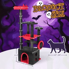 Indoor 53inch H Large Cat Tree Gothic, Scratching Tower with Padded Perch Condo