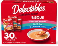 Hartz Delectables Bisque Lickable Wet Cat Snacks Variety Pack, 30 Count