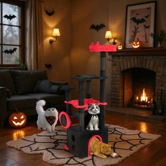 Indoor 53inch H Large Cat Tree Gothic, Scratching Tower with Padded Perch Condo