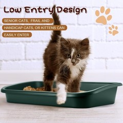 3 Pcs Low Entry Senior Cat Litter Box Large Size Pet Low Entry Open Top Litter