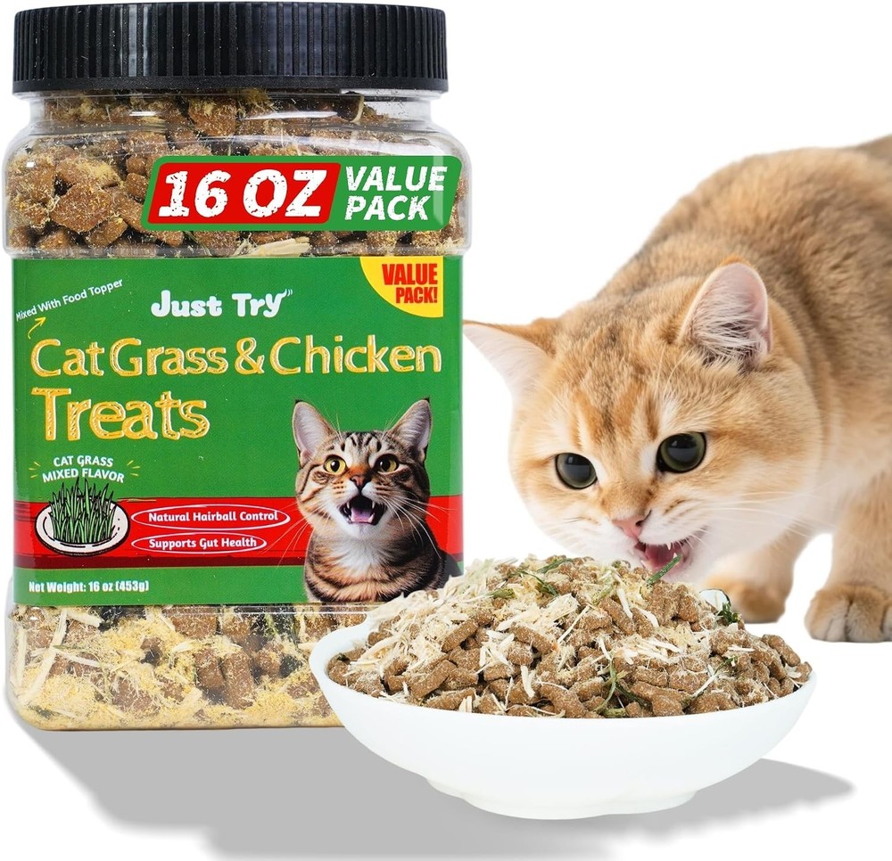 Just Try 16 OZ Cat Treats for Indoor Cats,1 Pound (Pack of 1) Select Flavor Name