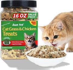 Just Try 16 OZ Cat Treats for Indoor Cats,1 Pound (Pack of 1) Select Flavor Name