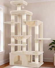Cat Tree, 71-Inch Tall Cat Tower for Large Maine Coon Cats with Extra-Large Base