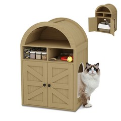 Discreet Litter Box Cabinet: Hides the Box, Traps Odors & Organizes All Supplies