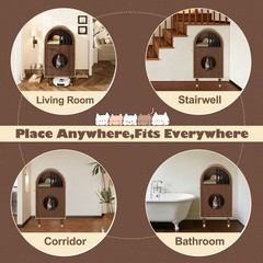Cat Kitty Cattery Condo Shelter / Litter Box Enclosure House Furniture 2-Tier