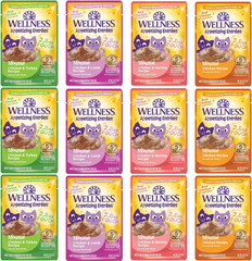 Wellness Appetizing Entrées Mousse, Adult Wet Cat Food,Variety 12 Pack- Natural,