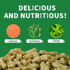 Just Try 13.4 OZ Cat Grass Treats Natural Salmon Flavor Healthy Cat Snacks Tr…