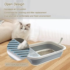 Collapsible Kitten Litter Box, 17.7 x 13.4 x 5 inch Open Cat Potty Pan with S…