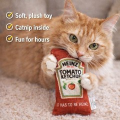 Heinz Ketchup & Mustard Plush Cat Toy w/ Catnip Inside Soft Plush Kitty Toy New