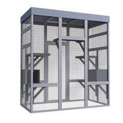 Large Cat Catio Outdoor Cat House Play & Run Enclosure Wooden Cage with Platform
