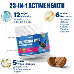 Just Try 23-in-1 Cat Vitamins Treats Taurine L-Lysine Omega-3 Biotin 300ct