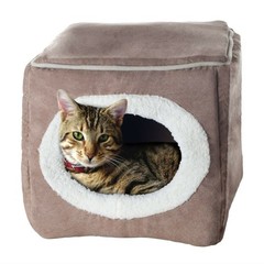 Cat Hide Out Cube Bed 13 x 12 Inch Removable Pillow Makes Cat Feel Safe
