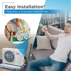 BLACK+DECKER 11,500 BTU Smart Mini Split Air Conditioner with Heat, Inverter Com