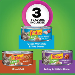 120 Cans, Friskies® Pate Adult Cat Wet Food – Variety Pack, 24 Ct, 132 OZ