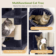 Corner Cat Tree 66 Inch Multi-Level Climbing Tower Kitty Condos Cat Scratching T
