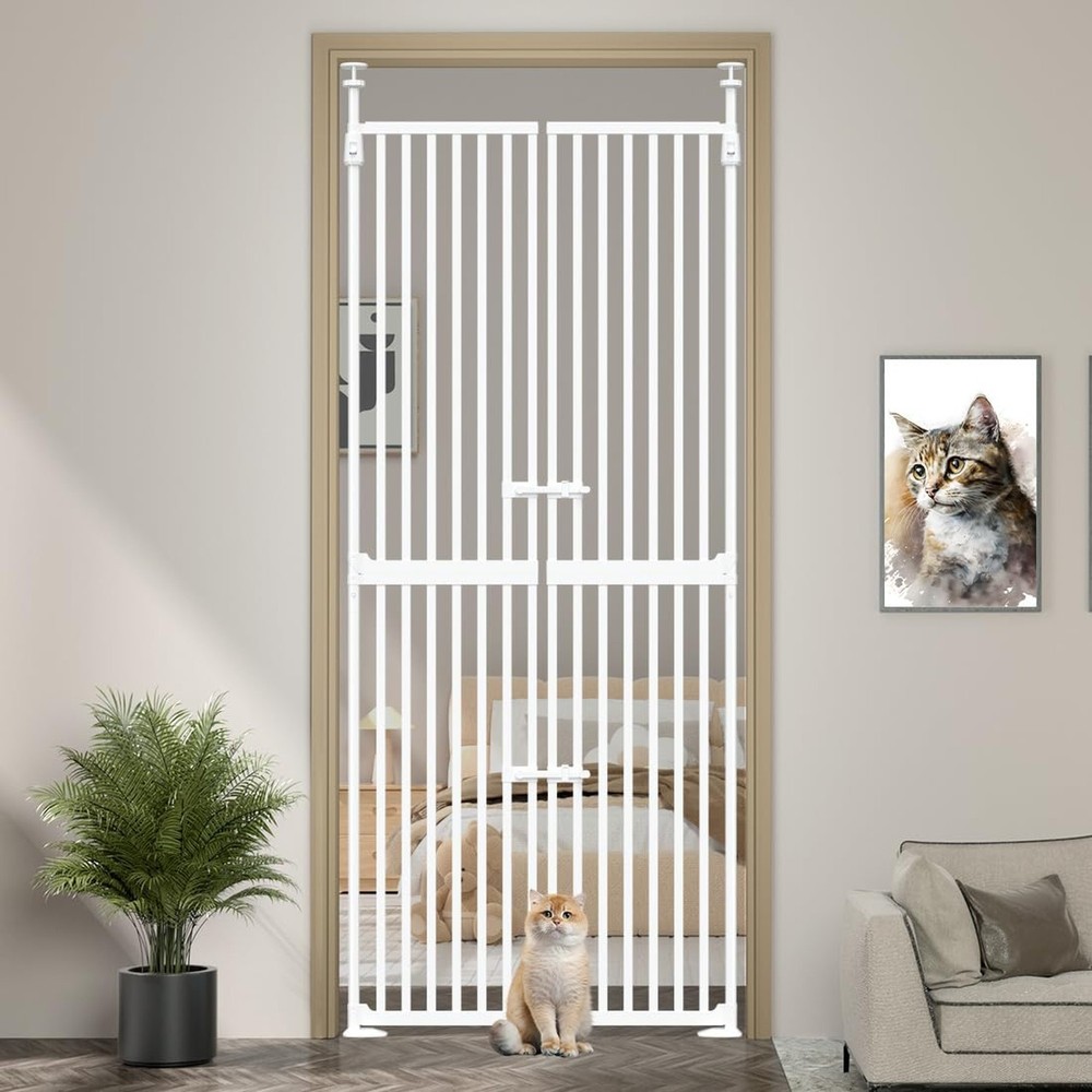 71″ High Extra Tall Cat Gate, 34-36 Inch Tall Pet Gates, Auto Close Kitten Sa…