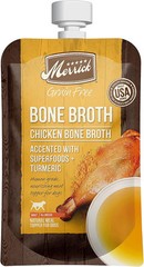Merrick Grain Free Chicken Bone Broth Natural Dog Cat Food Topper Pouches 7Oz