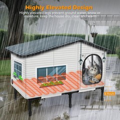 Weatherproof Heated Cat House for Outdoor Cats, Insulated Heating Cat House w…