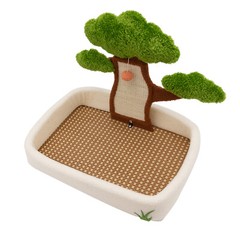 23.6” Green Tree Cat Bed Cat Cozy Condo with Scratching Post Padded Bed