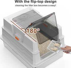 Extra Large Enclosed Stainless Steel Cat Litter Box with Lid – XXXL Giant Metal