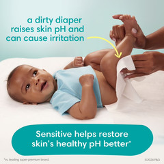 2P Pampers Sensitive Baby Wipes Unscented, 12 Pack, 1008 Total