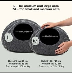 MEOWFIA Felt Cat Cave Handmade 100% Merino Wool for Cats Medium Gray 10”x16” NEW