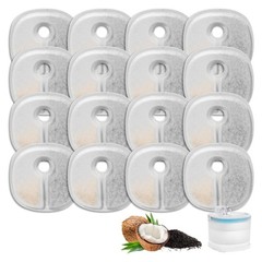 16 Packs Cat Water Fountain Filter Replacements Compatible with E1/E1+ White