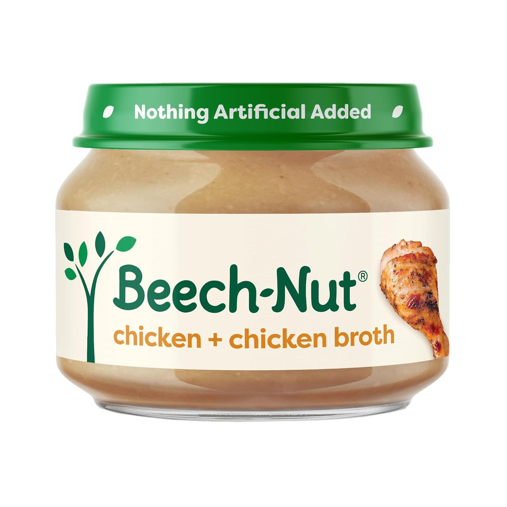Meat Baby Food Jars, Chicken & Chicken Broth Puree, 7G Protein, Stage 1 Baby Foo