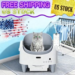Litter Box, Self-Cleaning Litter Box with Open-Top Design, 15-Laye Cat Automatic