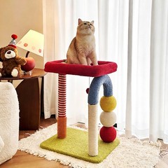 2-in-1 U-Shaped Cat Tree Tower with Scratching Post, Sisal Toy Ball, and Perch