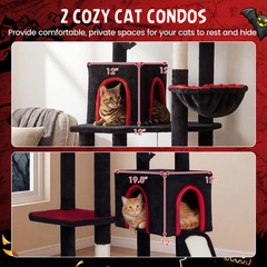 75″ Gothic Cat Tree with 2 Condos, Top Perch, Sisal Scratching Posts & Ramp