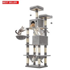 Multi-Level 81.1-Inch Cat Tower with 13 Scratching Posts & Cozy Hammock