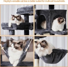 Cat Tree 71-Inch Tall Tower Indoor Cats W/ 2 Perches 2 Big Condos 2 Hammocks