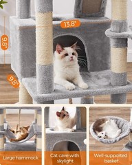 Plush Multi-Level Cat Condo: 66.1-Inch Tower with Scratching Posts & Pompoms