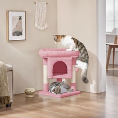23.5in Cat Tree Tower, Cat Condo with Sisal-Covered Scratching Posts, Pink