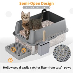 Large Stainless Steel Cat Litter Box Anti-Leakage Easy Cleaning Litter Pan w/Lid