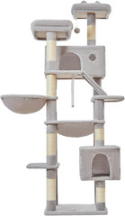 71-Inch Large Cat Tree for Large Cats, Plush Multi-Level Cat Condo with 8 Scratc