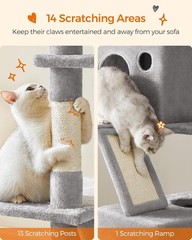 Multi-Level 81.1-Inch Cat Tower with 13 Scratching Posts & Cozy Hammock