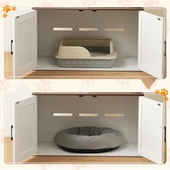 HOOBRO Cat Litter Box Enclosure Furniture 31.5″L x 17.7″W x 65.7″H White