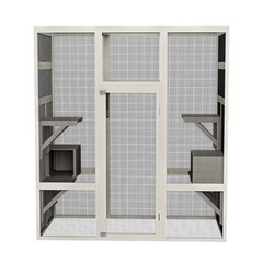 Large Outdoor Catio Wooden Cat House Enclosure with 5 Platform & 2 Resting Boxes
