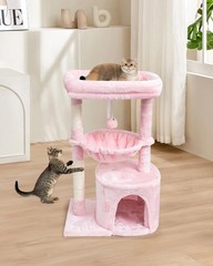 SYANDLVY Small Cat Tree for Indoor Cats, Tower with 29.6″, Pink
