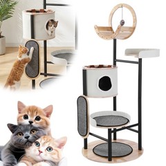 66-Inch Cat Condo with Scratching Post with Dangling Ball P latform Hammock USA
