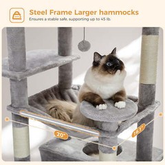 72″ Cat Tree Condo for Indoor Cat Big Tower Giant Castle Large Tall Furniture