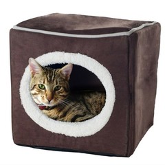 Cat Bed Hide Out Cube 13 x 12 Inch Removable Pillow Makes Cat Feel Safe Cozy