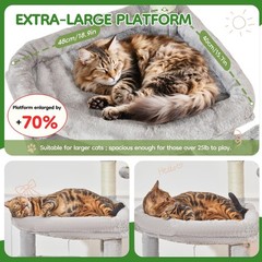 Taoqimiao MS042W Cat Tree,66-inch Large Cat Tower with Scratching Posts, Luxu…