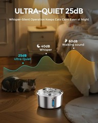 Cat Water Fountain Stainless Steel 3.2L/108oz, Invengo Automatic Pet Fountain…