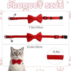 Trinkrittey 2 Pcs Solid Color Velvet Cat Collar with Bell and Removable