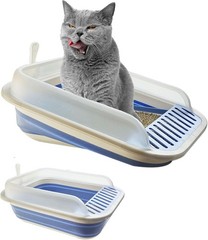Low Entry Kitten Litter Box Collapsible Shallow Litter Box Senior Cats