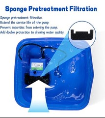 Pet Cat Dog Drinking Water Fountain Filtered Blue Lighted USB Connected Unit