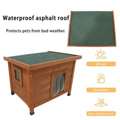 Outdoor Cat House Waterproof Wood Shelter for Feral Cats Rabbits Dogs
